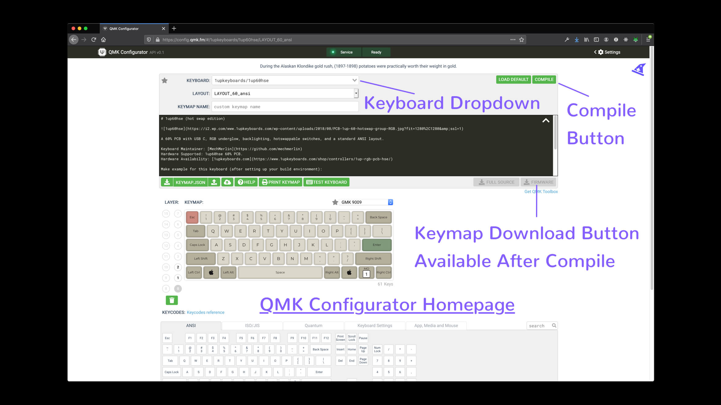 qmk configurator homepage